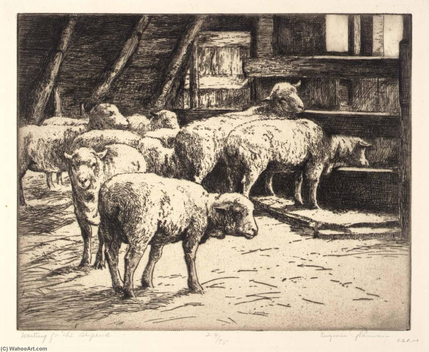 Wikioo.org - The Encyclopedia of Fine Arts - Painting, Artwork by Eugenie Fish Glaman - Waiting for the Shepherd