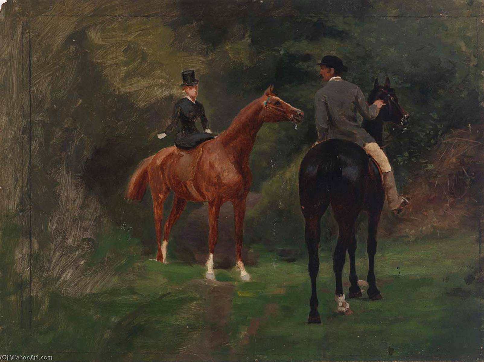 Wikioo.org - The Encyclopedia of Fine Arts - Painting, Artwork by Eliphalet Fraser Andrews - Figures on Horseback