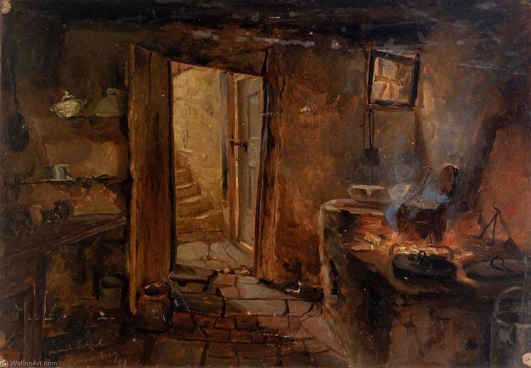 Wikioo.org - The Encyclopedia of Fine Arts - Painting, Artwork by Eliphalet Fraser Andrews - Interior of a Kitchen