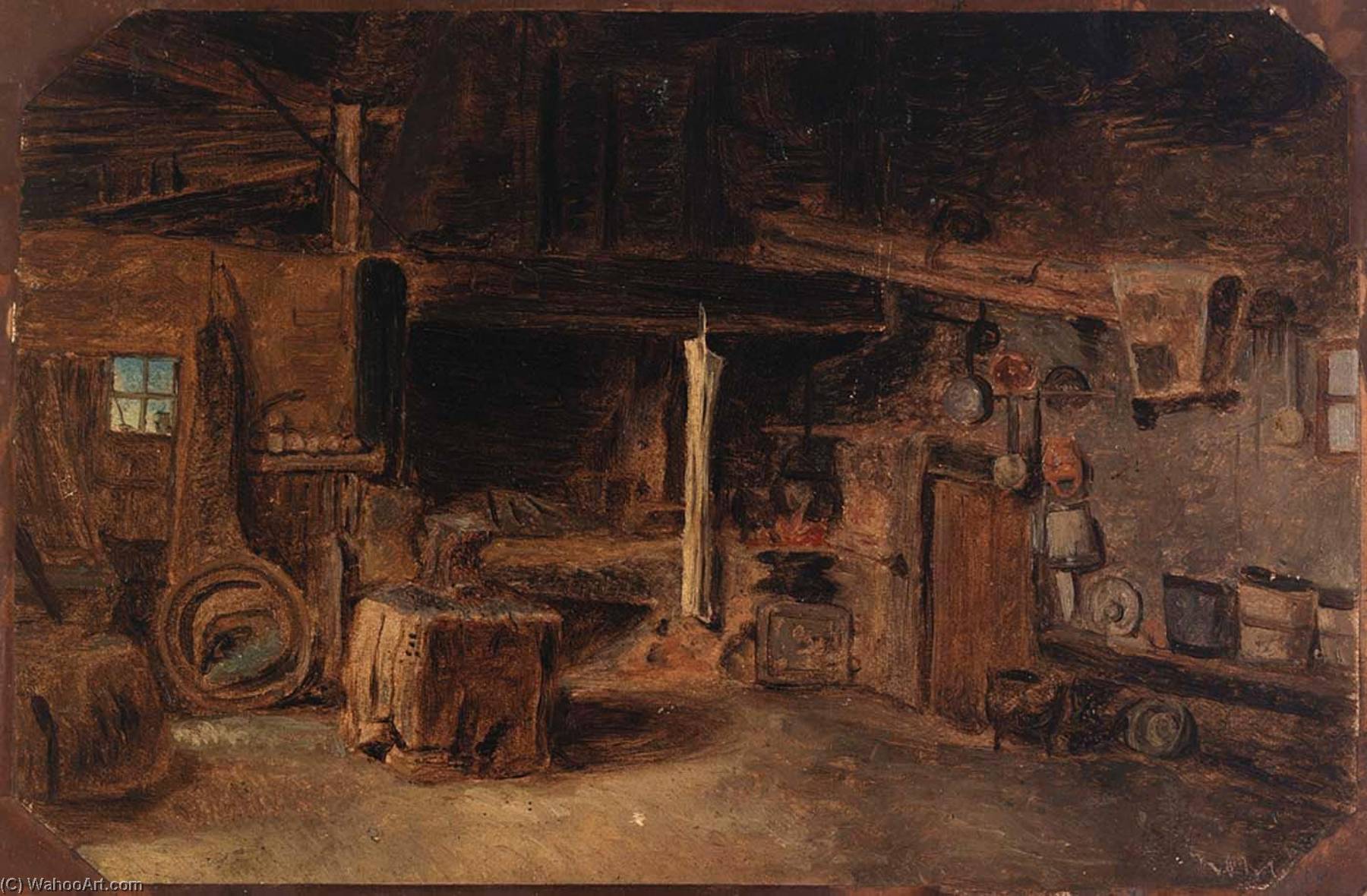 Wikioo.org - The Encyclopedia of Fine Arts - Painting, Artwork by Eliphalet Fraser Andrews - Interior of a Smithy