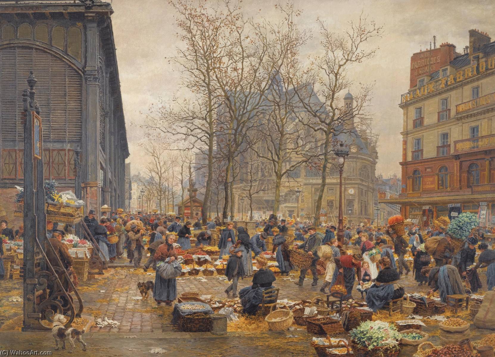 Wikioo.org - The Encyclopedia of Fine Arts - Painting, Artwork by Marie Francois Firmin-Girard - Autumn Market at Les Halles
