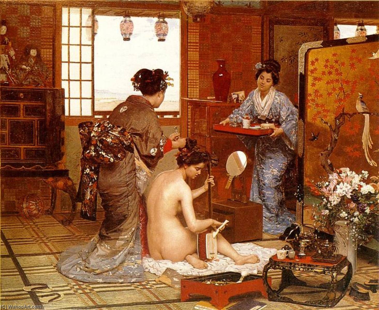 Wikioo.org – L'Enciclopedia delle Belle Arti - Pittura, Opere di Marie Francois Firmin-Girard - Il giapponese Bagno