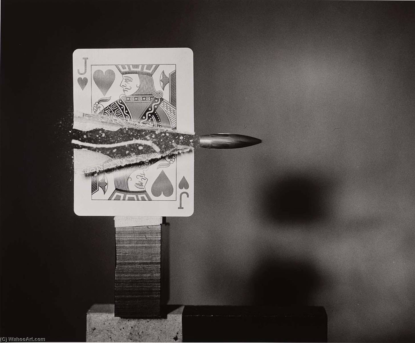 Wikioo.org - The Encyclopedia of Fine Arts - Painting, Artwork by Harold E Edgerton - Bullet through Jack of Hearts