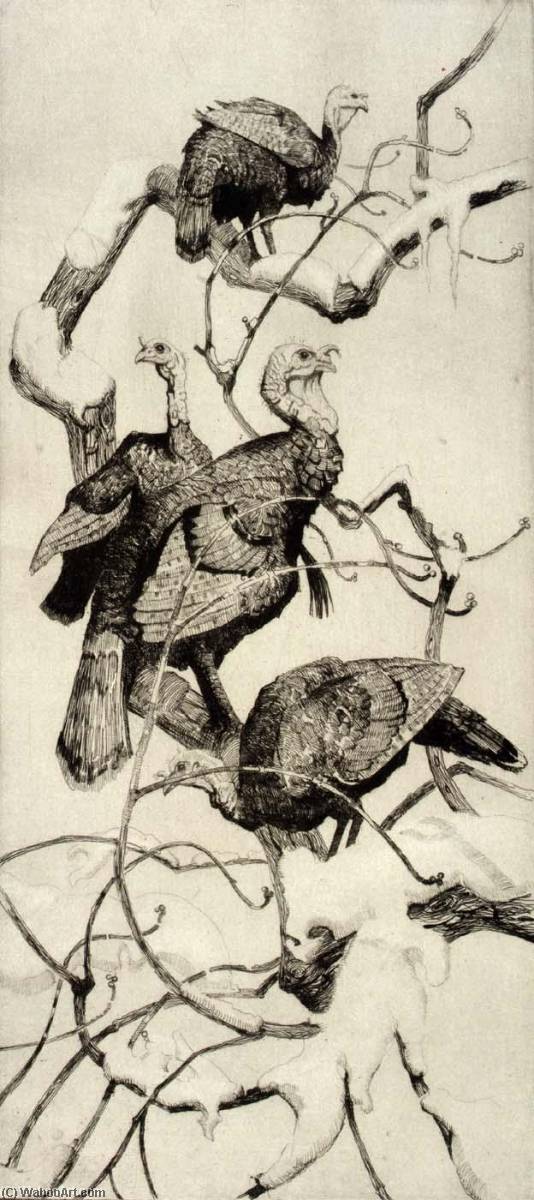 Wikioo.org - The Encyclopedia of Fine Arts - Painting, Artwork by James E Allen - Wild Turkeys