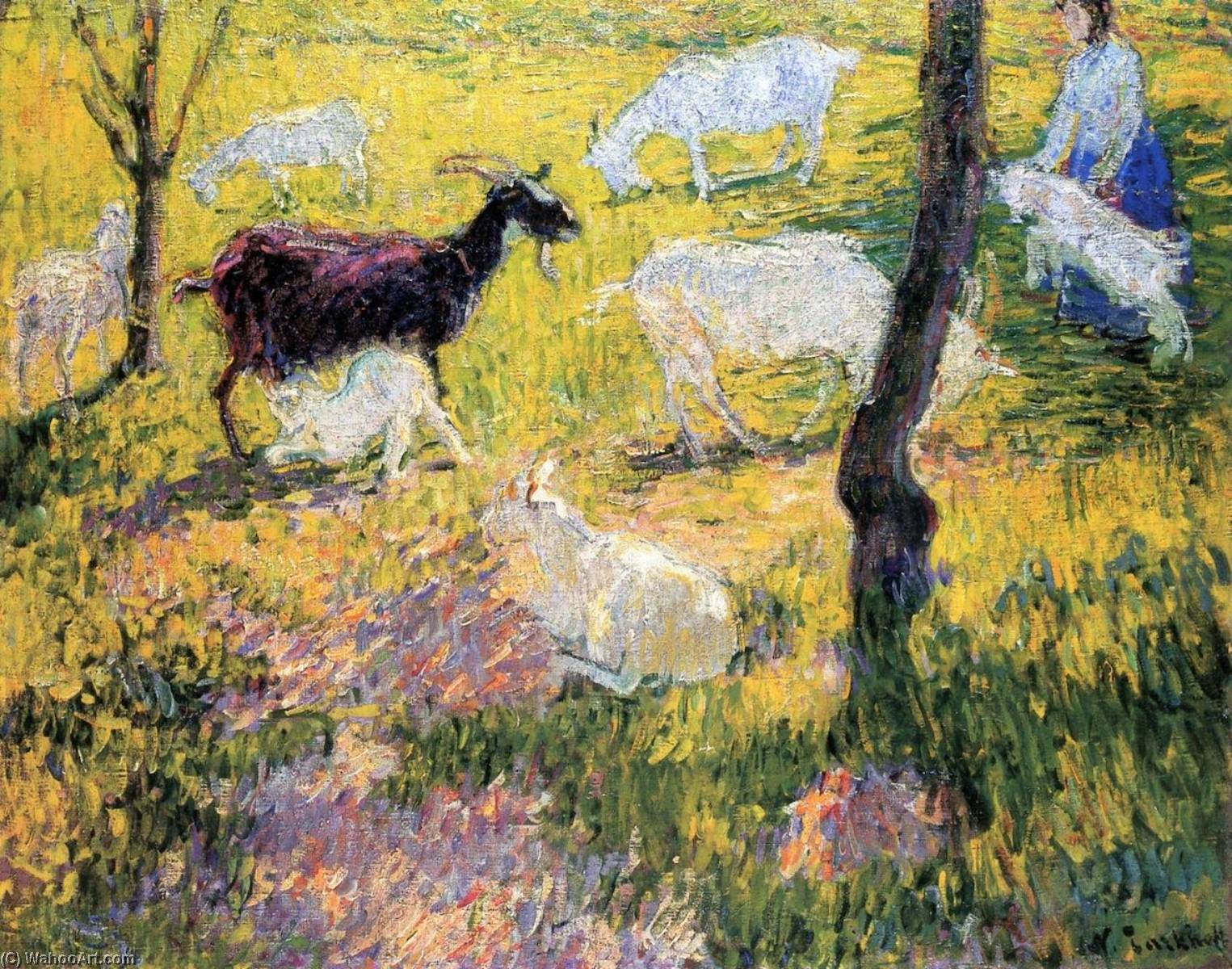 Wikoo.org - موسوعة الفنون الجميلة - اللوحة، العمل الفني Nicolas Tarkhoff - Goats in the Field