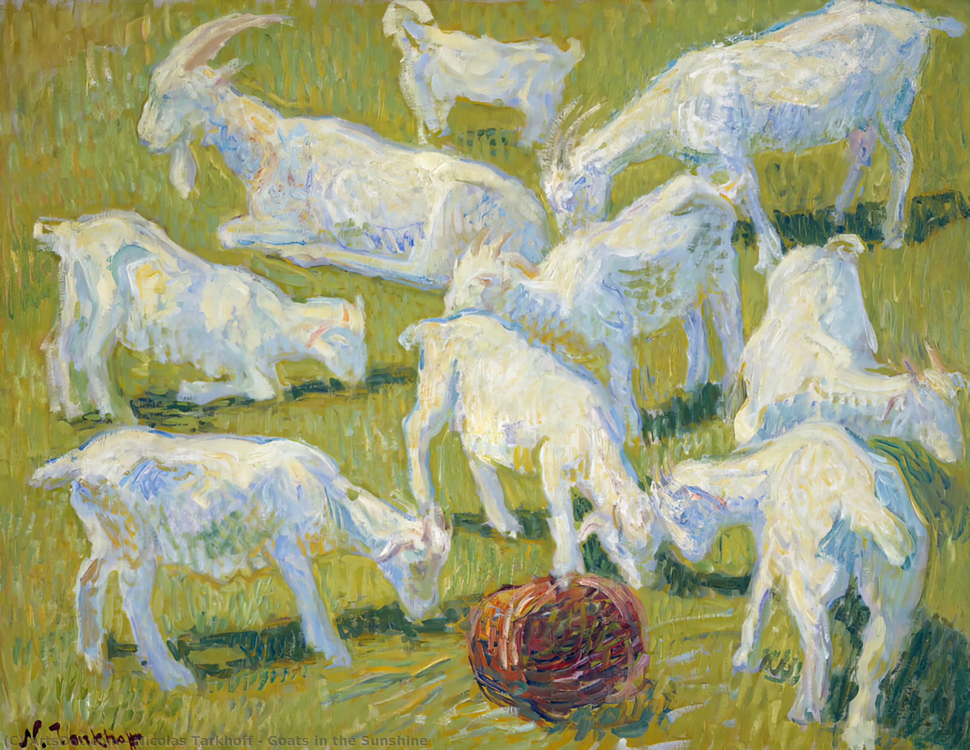 Wikoo.org - موسوعة الفنون الجميلة - اللوحة، العمل الفني Nicolas Tarkhoff - Goats in the Sunshine