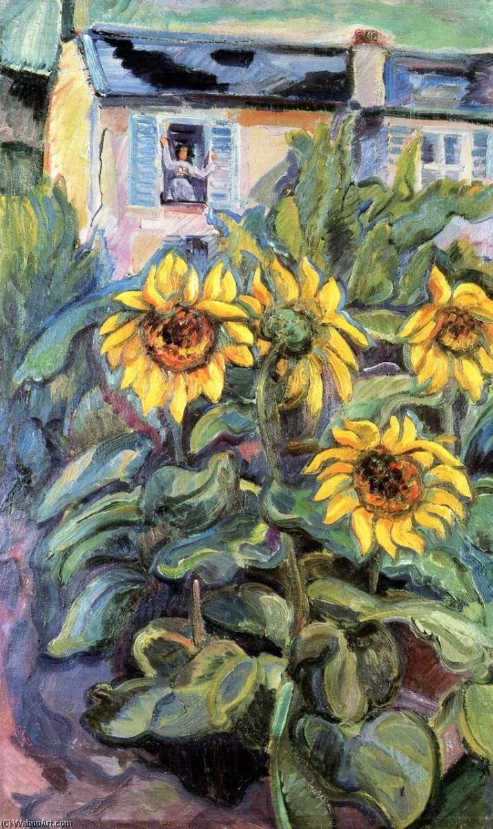 Wikoo.org - موسوعة الفنون الجميلة - اللوحة، العمل الفني Nicolas Tarkhoff - House with Sunflowers