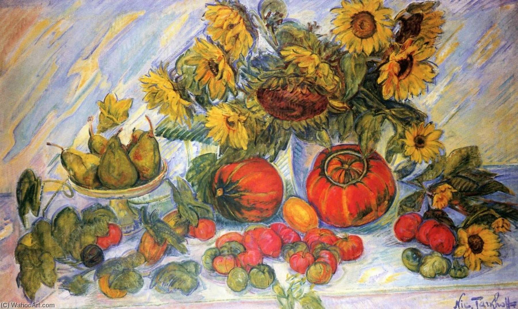 Wikoo.org - موسوعة الفنون الجميلة - اللوحة، العمل الفني Nicolas Tarkhoff - Flowers, Fruit and Vegetables