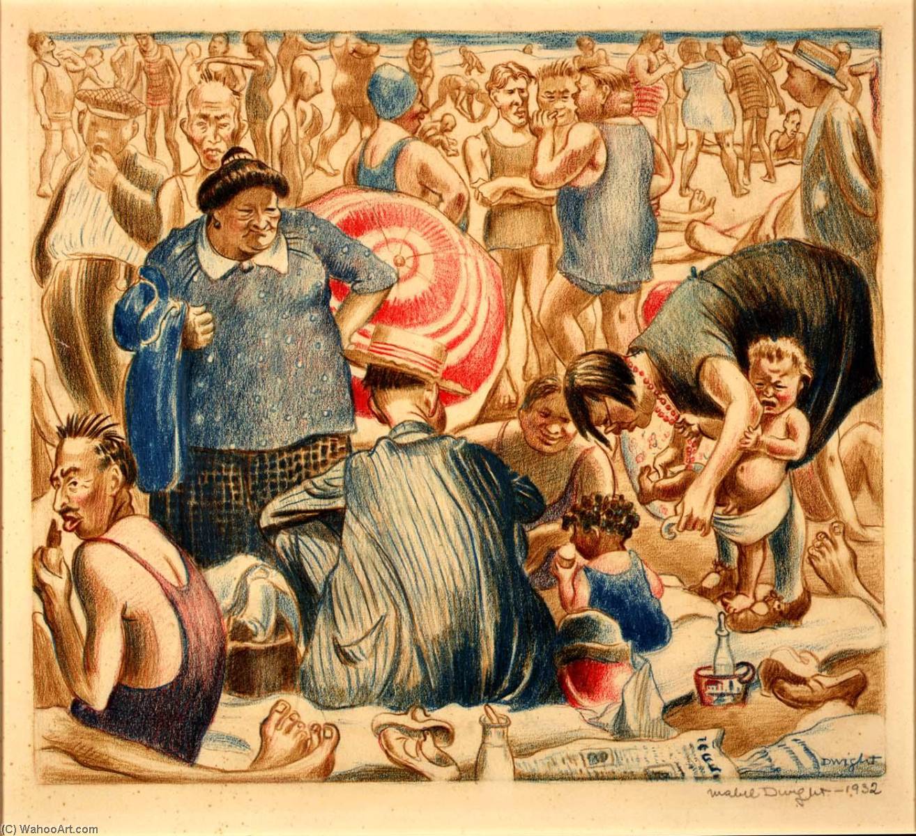 Wikioo.org - The Encyclopedia of Fine Arts - Painting, Artwork by Mabel Dwight - Coney Island Beach