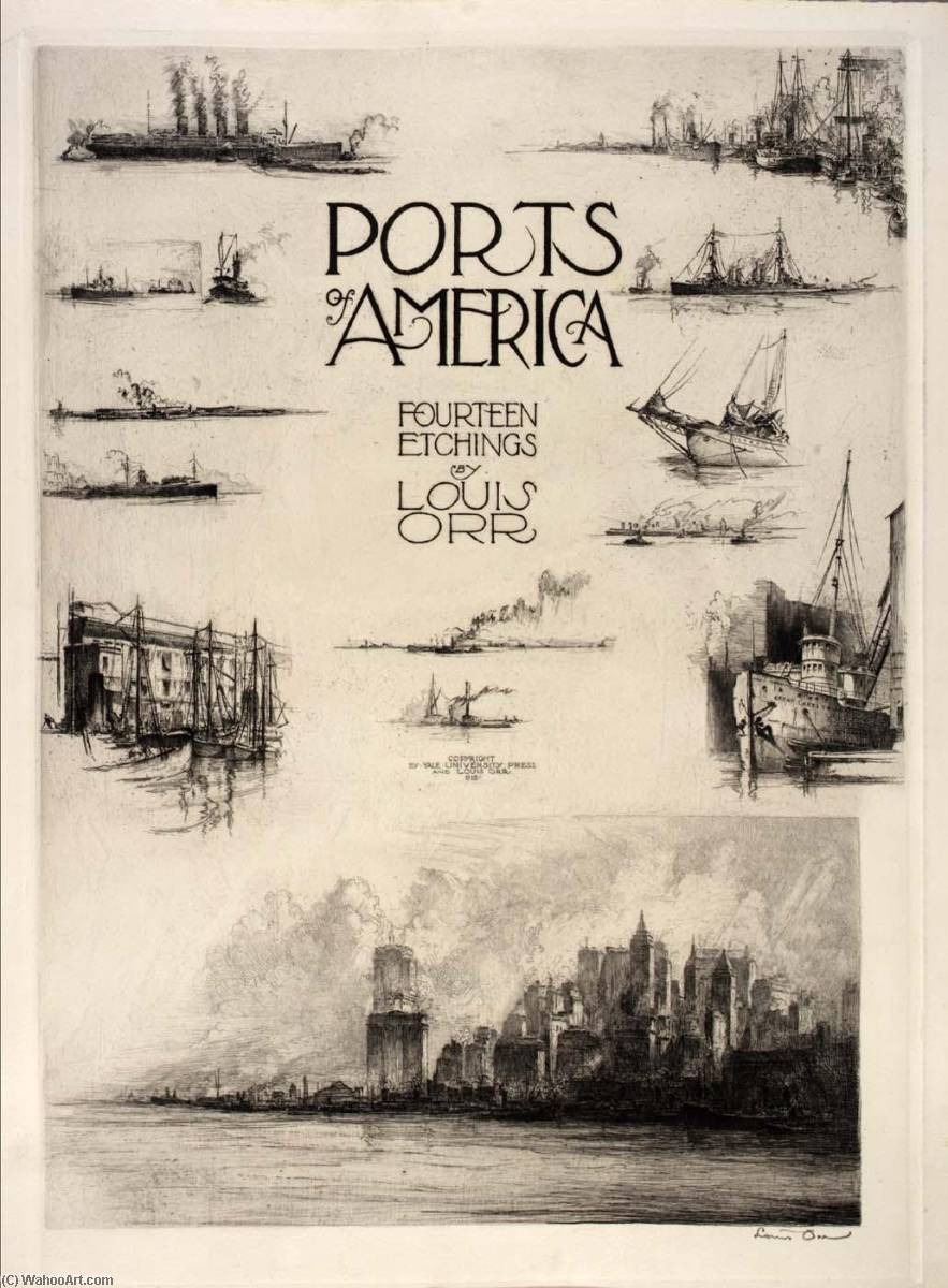 Wikioo.org - The Encyclopedia of Fine Arts - Painting, Artwork by Louis Orr - Title Page (Notes from the Artist's Sketchbook), from the portfolio, Ports of America
