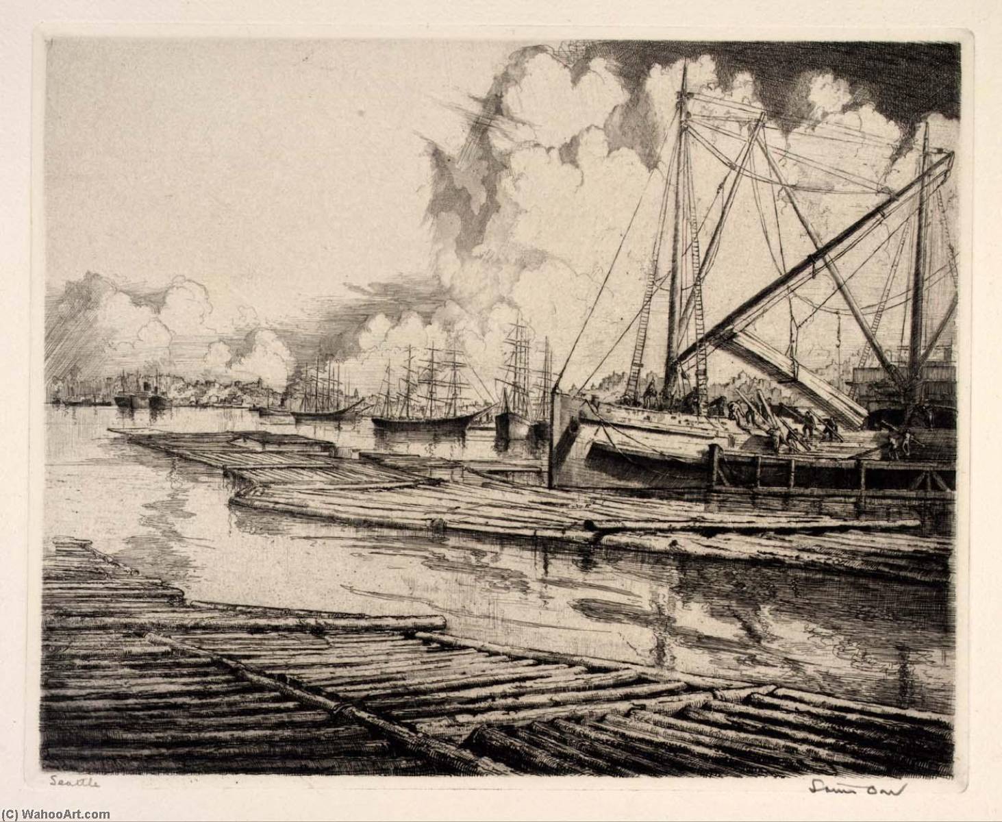 Wikioo.org - The Encyclopedia of Fine Arts - Painting, Artwork by Louis Orr - (Ports of America, portfolio) Seattle