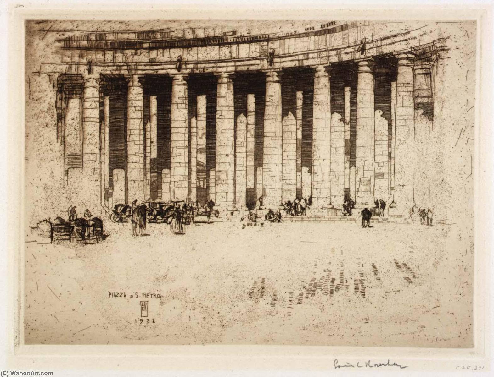 WikiOO.org - Encyclopedia of Fine Arts - Maalaus, taideteos Louis C Rosenberg - Colonade of St. Peter's, Rome