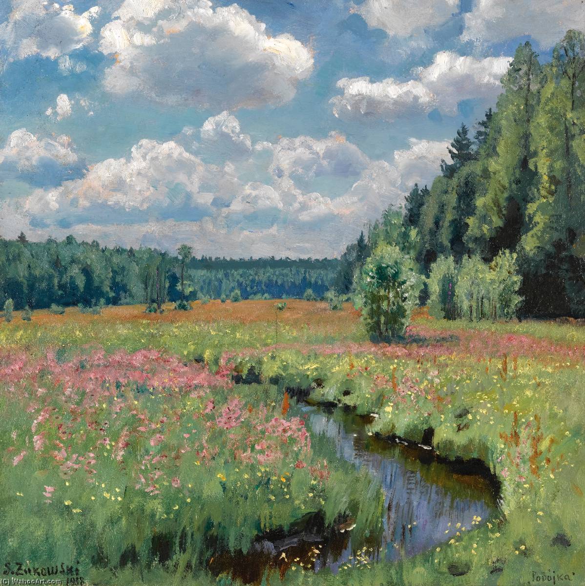 Wikioo.org - The Encyclopedia of Fine Arts - Painting, Artwork by Stanislav Yulianovich Zhukovsky - Summer Meadow, Pobojka