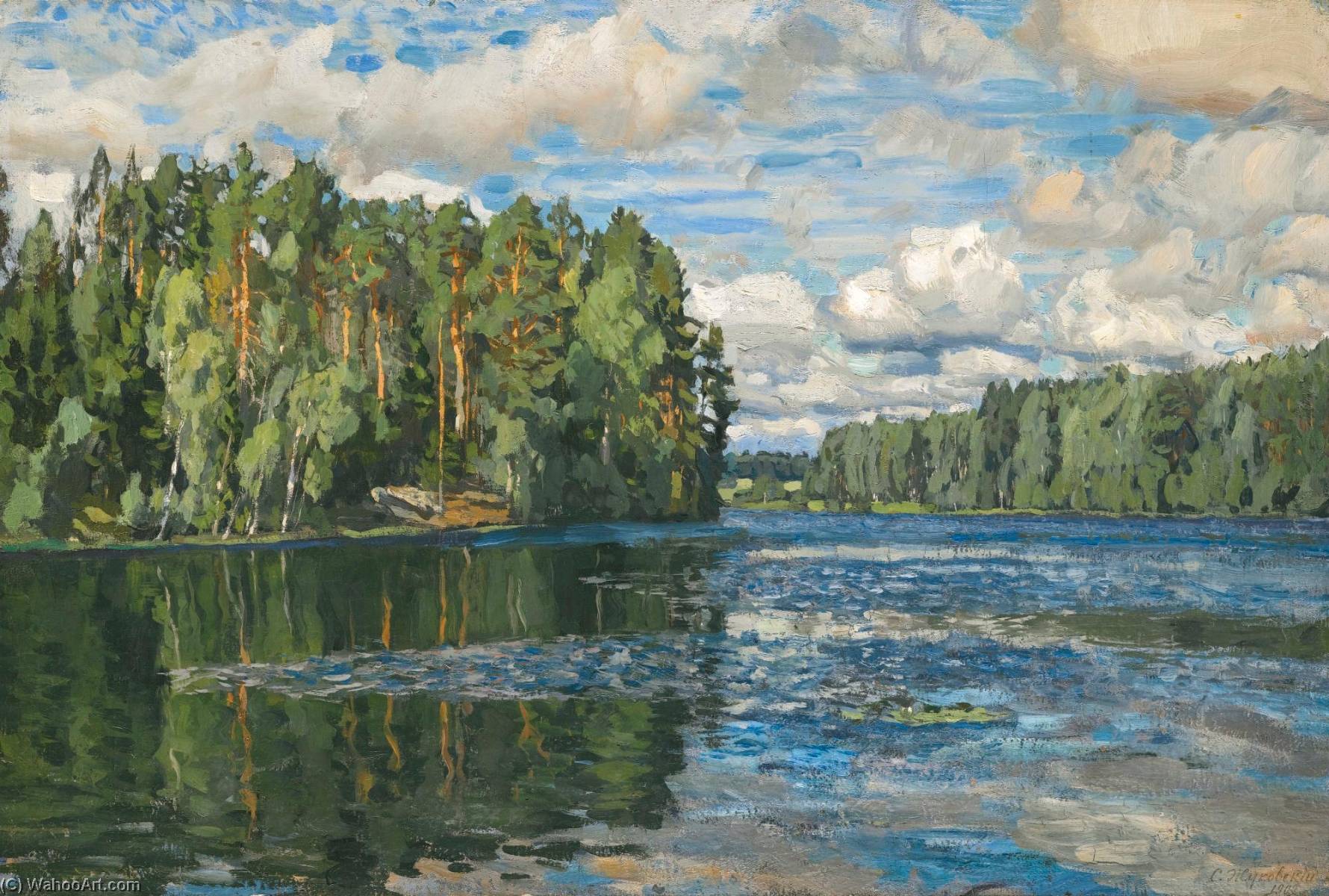 Wikioo.org - The Encyclopedia of Fine Arts - Painting, Artwork by Stanislav Yulianovich Zhukovsky - Lake Moldino