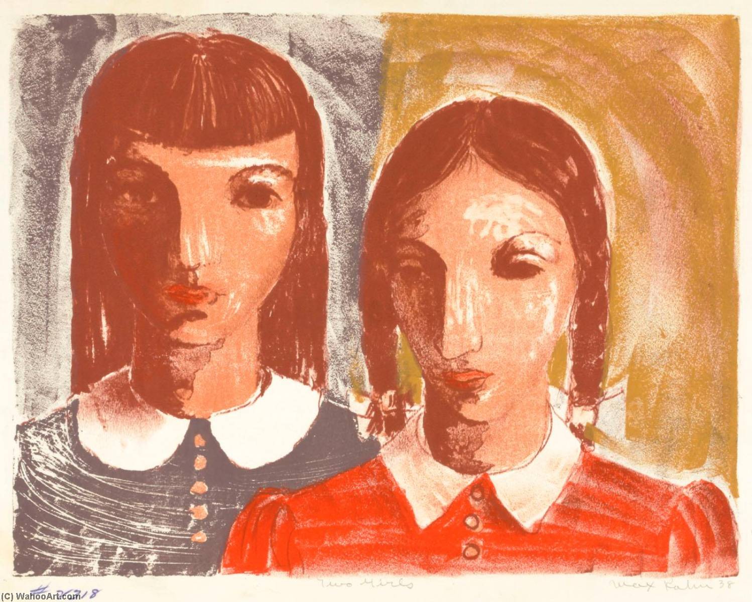 Wikioo.org – La Enciclopedia de las Bellas Artes - Pintura, Obras de arte de Max Kahn - dos niñas