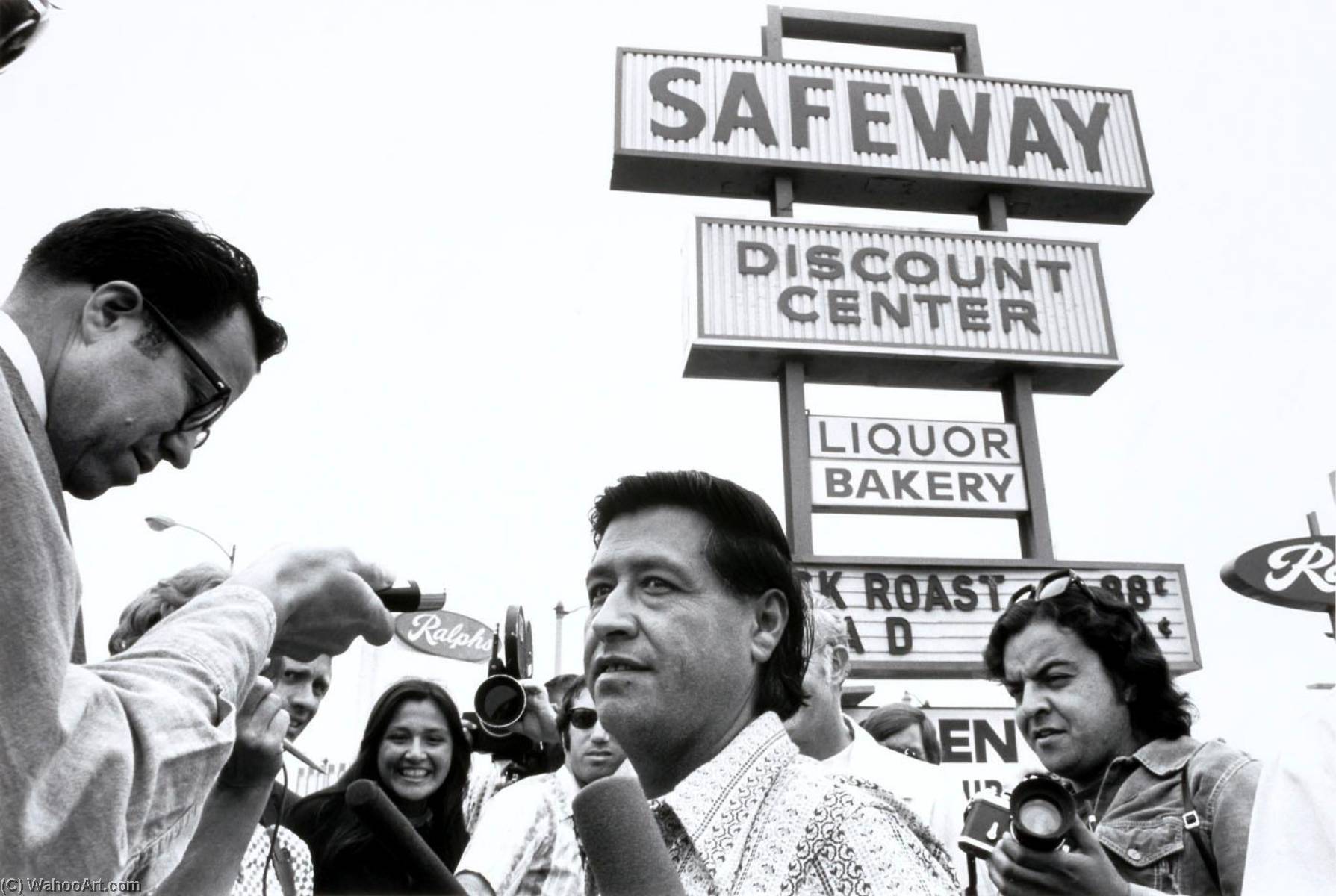 WikiOO.org - 백과 사전 - 회화, 삽화 Oscar R Castillo - César Chávez at Safeway Boycott in Los Angeles