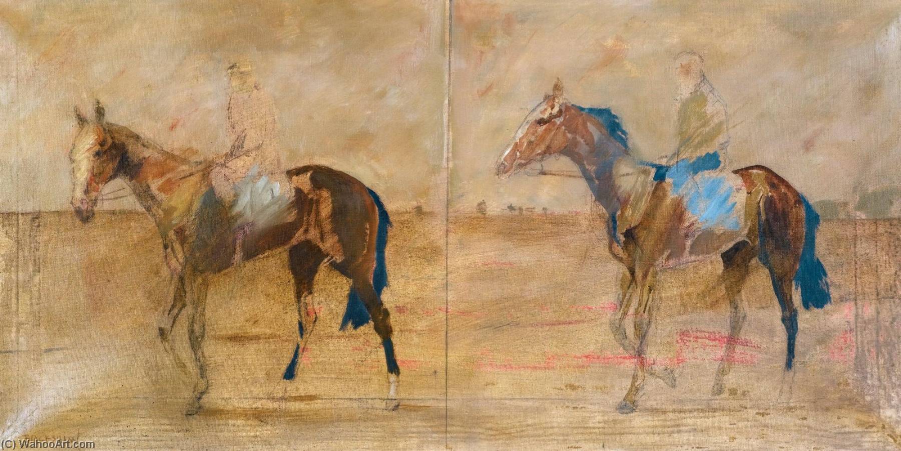 Wikioo.org – La Enciclopedia de las Bellas Artes - Pintura, Obras de arte de Basil Blackshaw - dos caballos hacer ejercicio