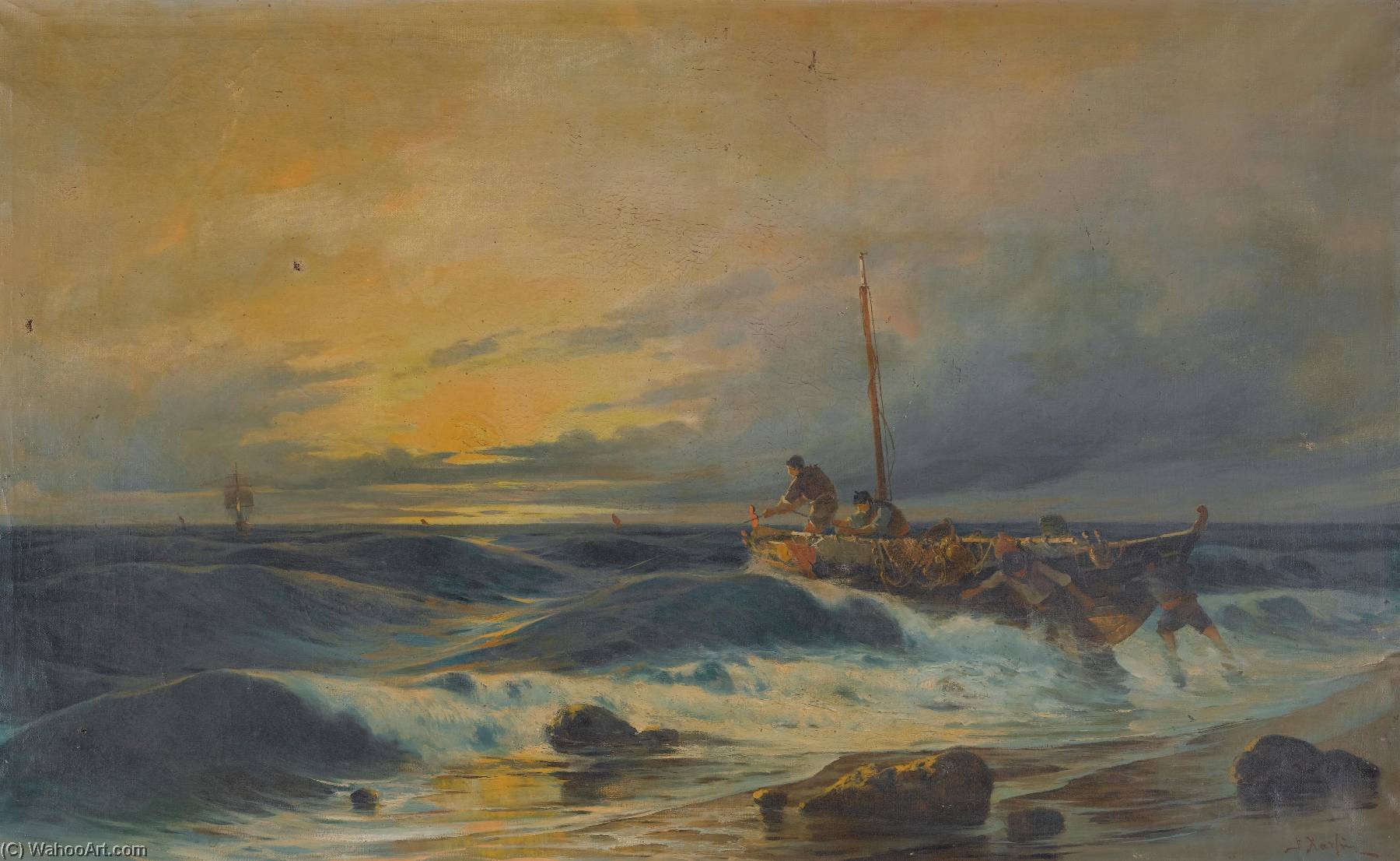 Wikioo.org - The Encyclopedia of Fine Arts - Painting, Artwork by Vasilios Chatzis - Landing ashore