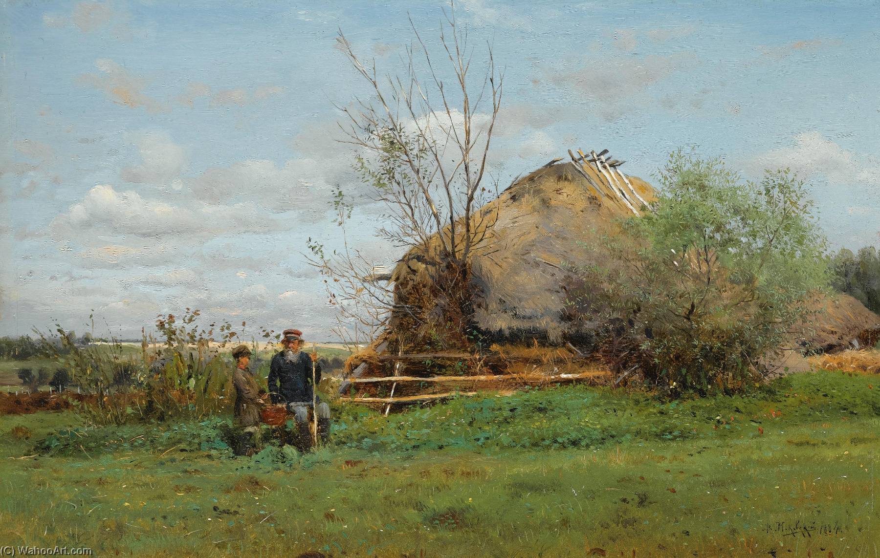 Wikioo.org - The Encyclopedia of Fine Arts - Painting, Artwork by Vladimir Yegorovich Makovsky - Early Autumn in the Village