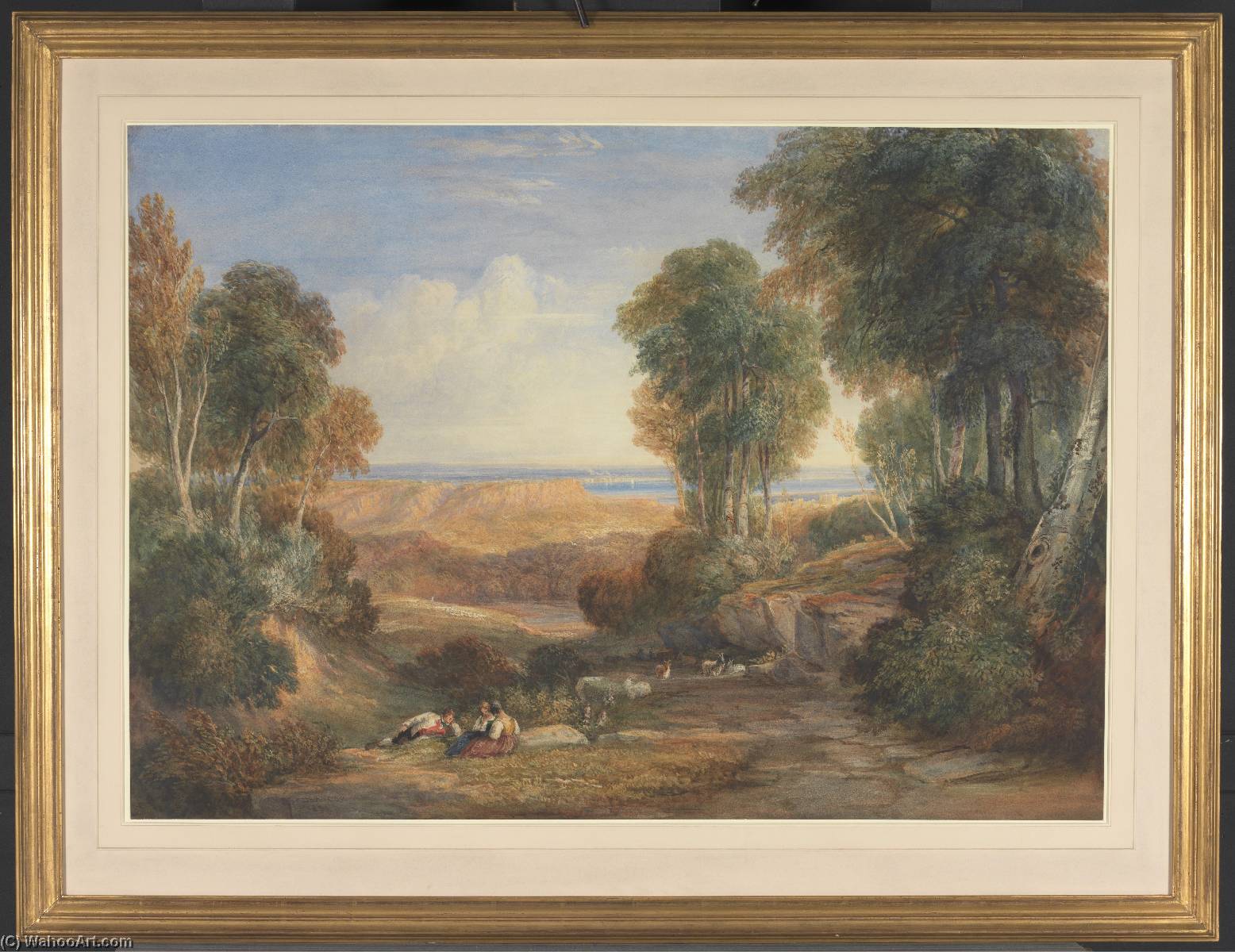 Wikioo.org - The Encyclopedia of Fine Arts - Painting, Artwork by David Cox - The Junction of the Severn and the Wye with Chepstow in the Distance