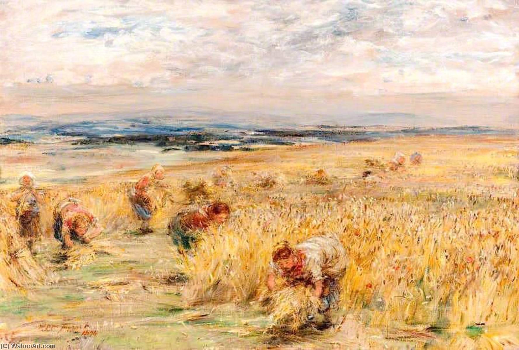 Wikioo.org - The Encyclopedia of Fine Arts - Painting, Artwork by William Mctaggart - Golden Grain (also known as Harvester)