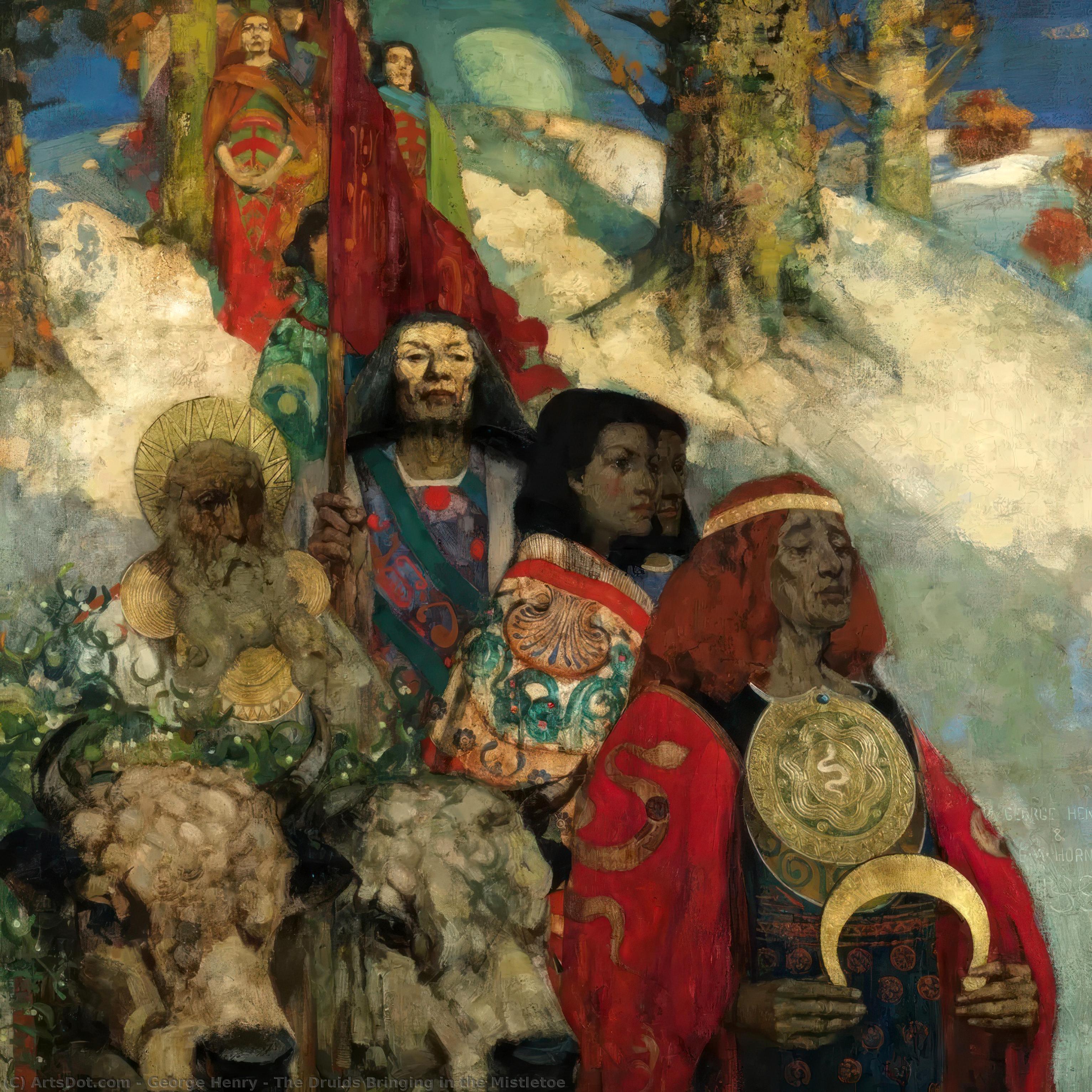 Wikioo.org - The Encyclopedia of Fine Arts - Painting, Artwork by George Henry - The Druids Bringing in the Mistletoe