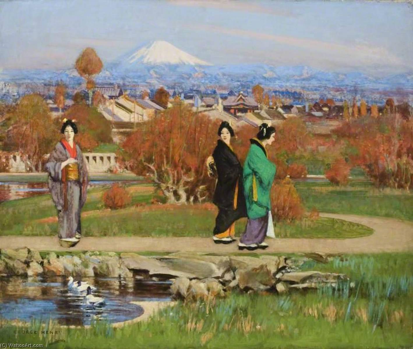 Wikioo.org - The Encyclopedia of Fine Arts - Painting, Artwork by George Henry - In a Tokyo Garden