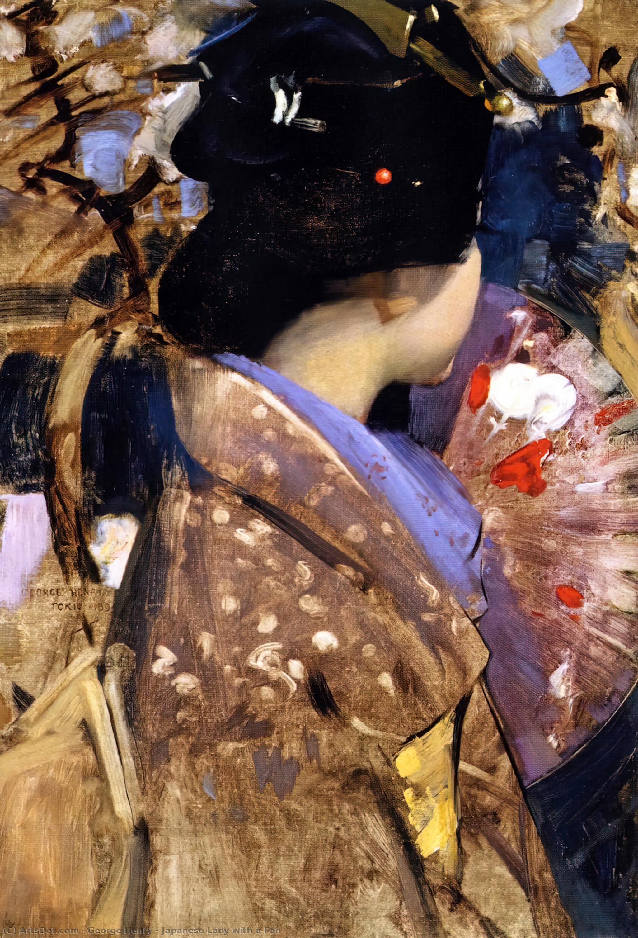 Wikioo.org - Bách khoa toàn thư về mỹ thuật - Vẽ tranh, Tác phẩm nghệ thuật George Henry - Japanese Lady with a Fan