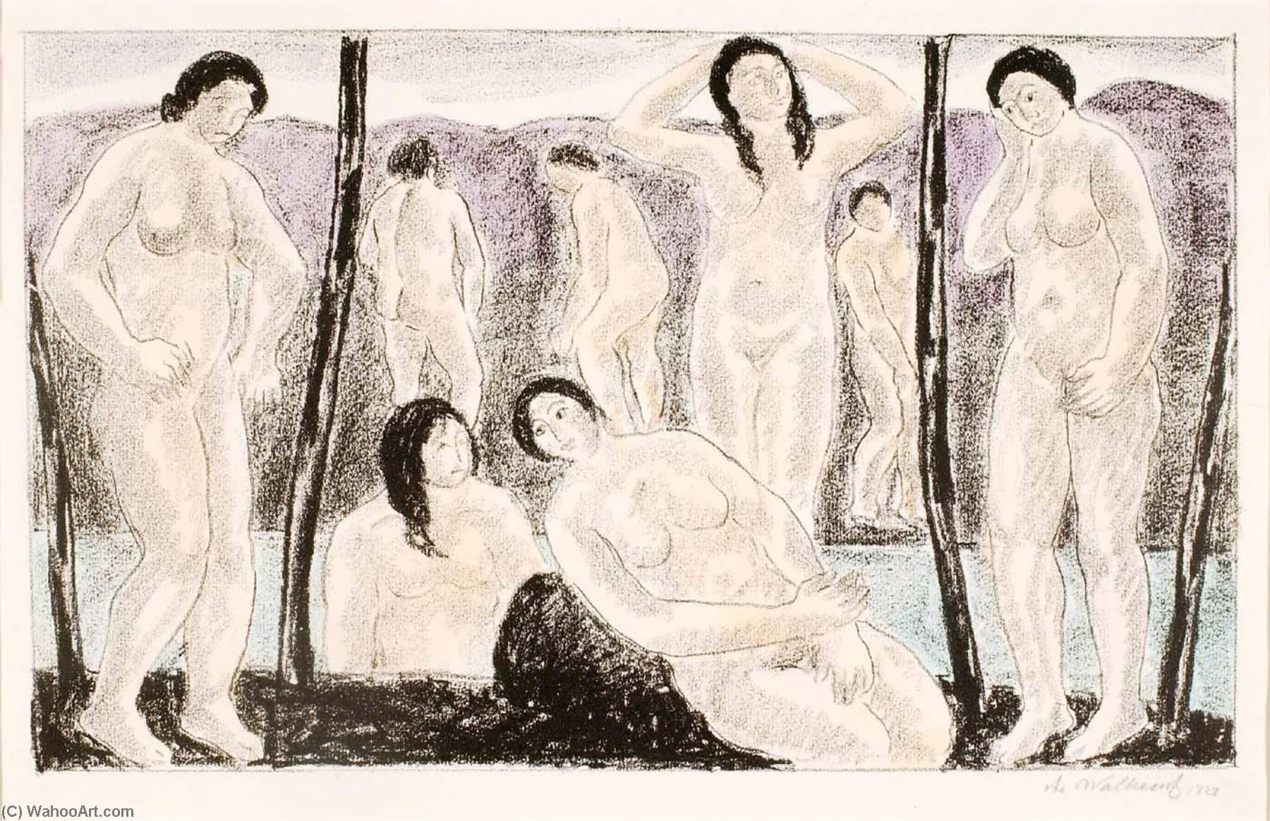 Wikioo.org - The Encyclopedia of Fine Arts - Painting, Artwork by Abraham Walkowitz - The Bathers
