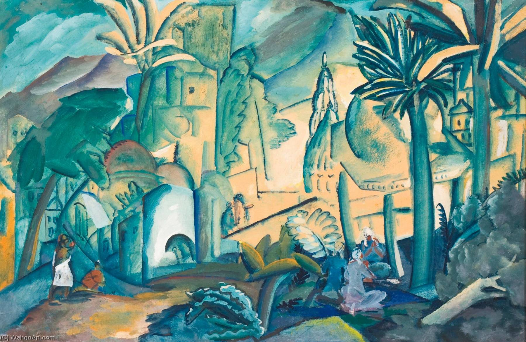 Wikioo.org - The Encyclopedia of Fine Arts - Painting, Artwork by Aleksey Ilych Kravchenko - Landscape with Palm Trees, India