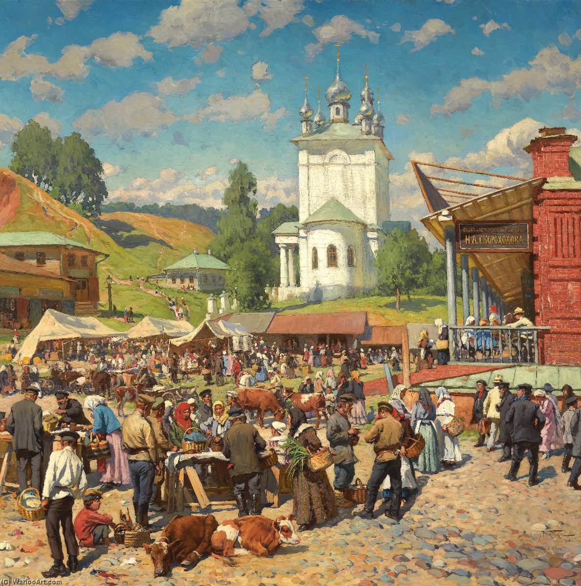 Wikioo.org - The Encyclopedia of Fine Arts - Painting, Artwork by Alexander Vladimirovich Makovsky - Market day in Plyos
