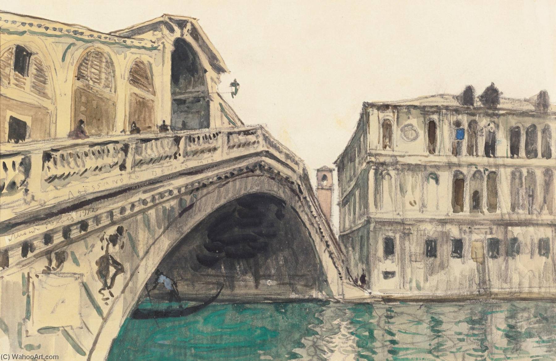 WikiOO.org - Encyclopedia of Fine Arts - Lukisan, Artwork Alexander Nikolaevich Benois - Rialto Bridge