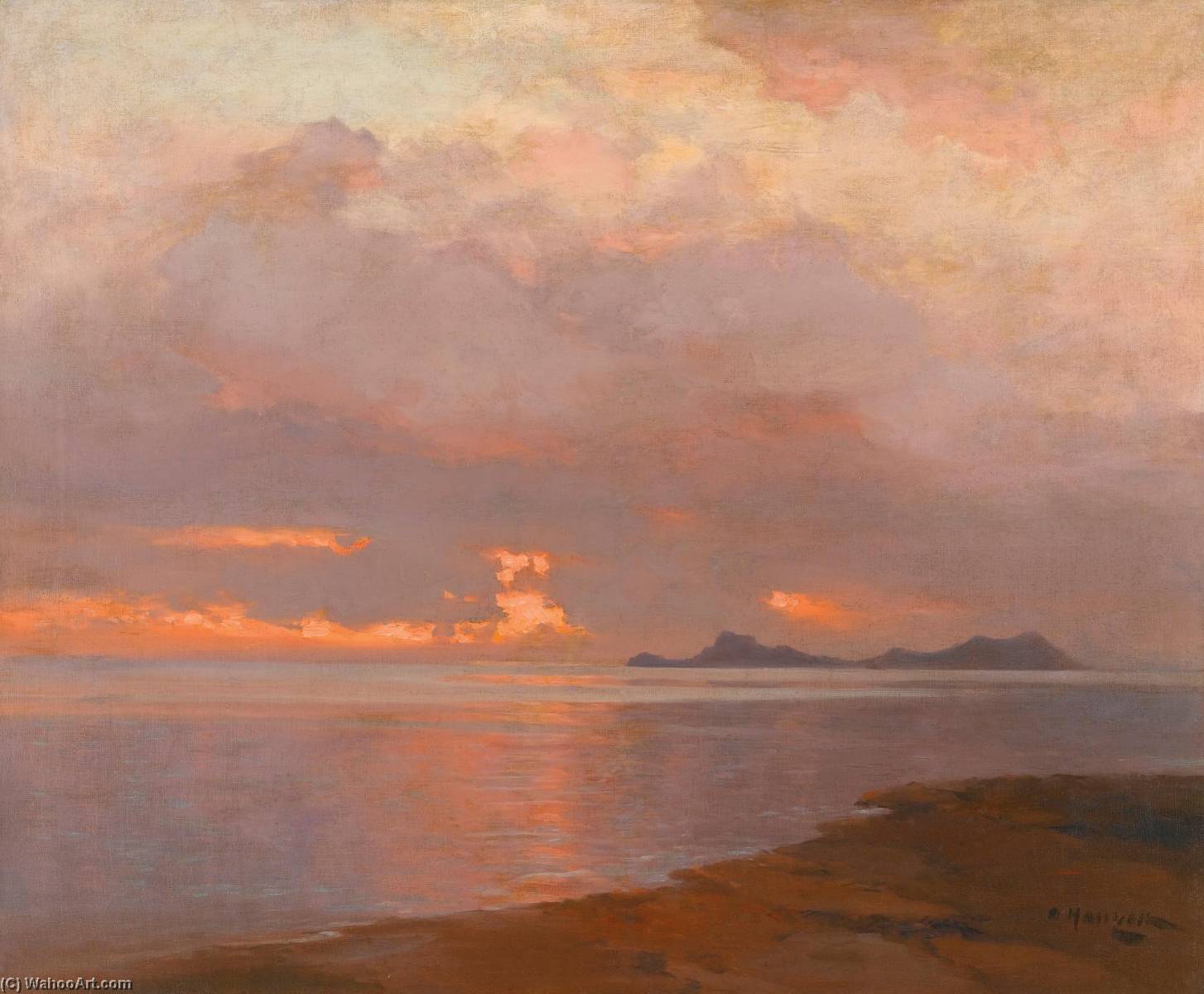 Wikioo.org - The Encyclopedia of Fine Arts - Painting, Artwork by Aleksei Vasilievich Hanzen - At Dusk
