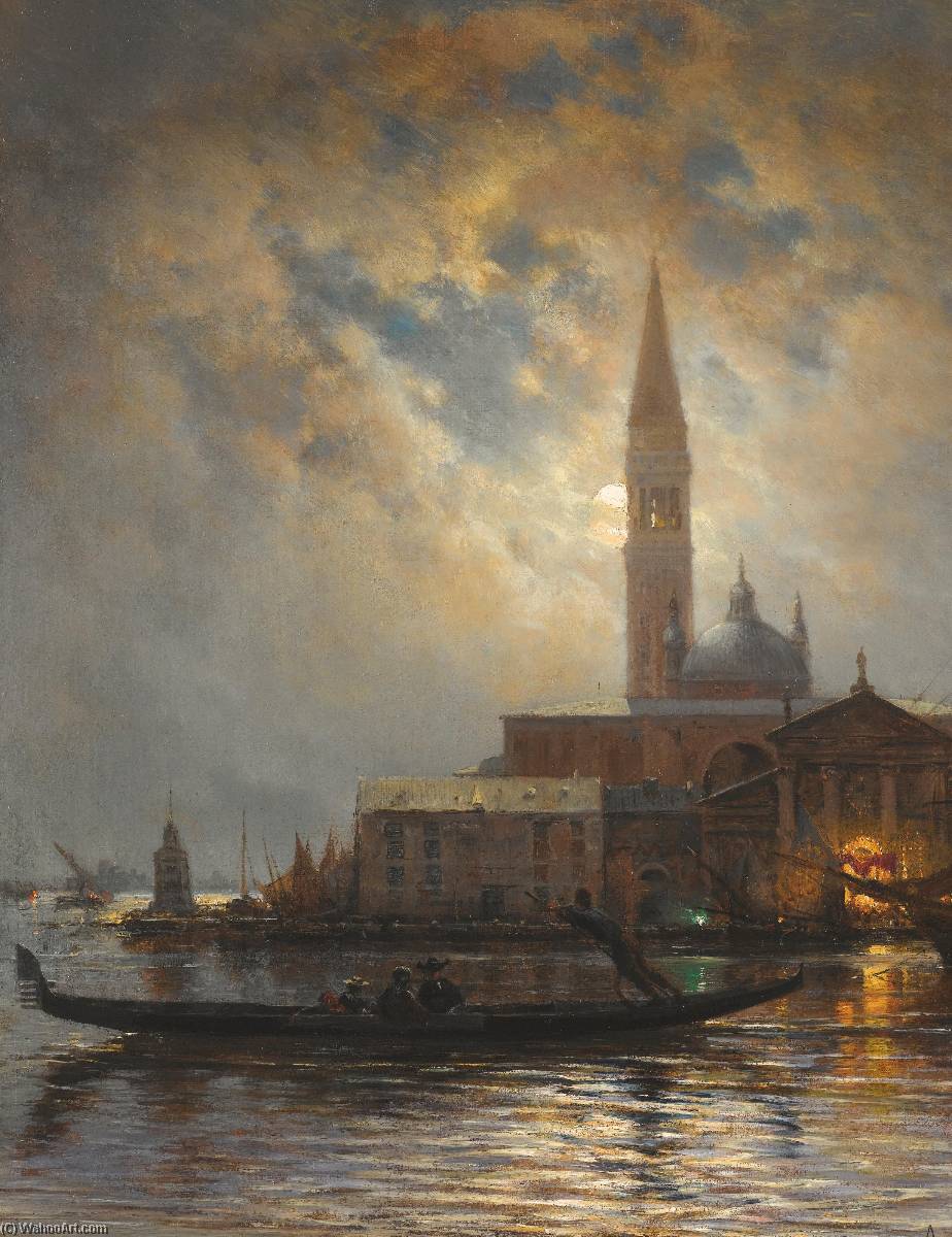 Wikioo.org - The Encyclopedia of Fine Arts - Painting, Artwork by Alexey Petrovich Bogolyubov - Venice by Moonlight