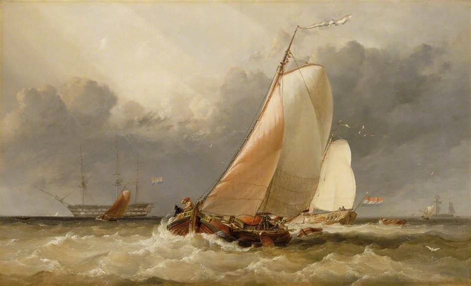 Wikioo.org - The Encyclopedia of Fine Arts - Painting, Artwork by Edward William Cooke - Dutch Yachting on the Zuider Zee