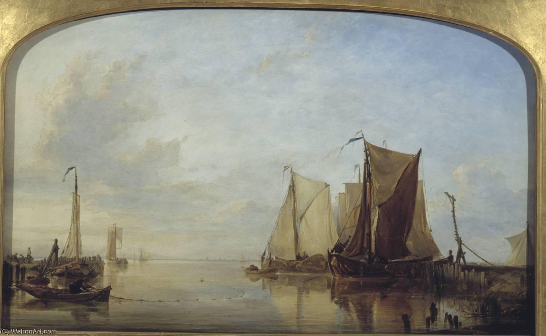 Wikioo.org - The Encyclopedia of Fine Arts - Painting, Artwork by Edward William Cooke - Dutch Boats in a Calm