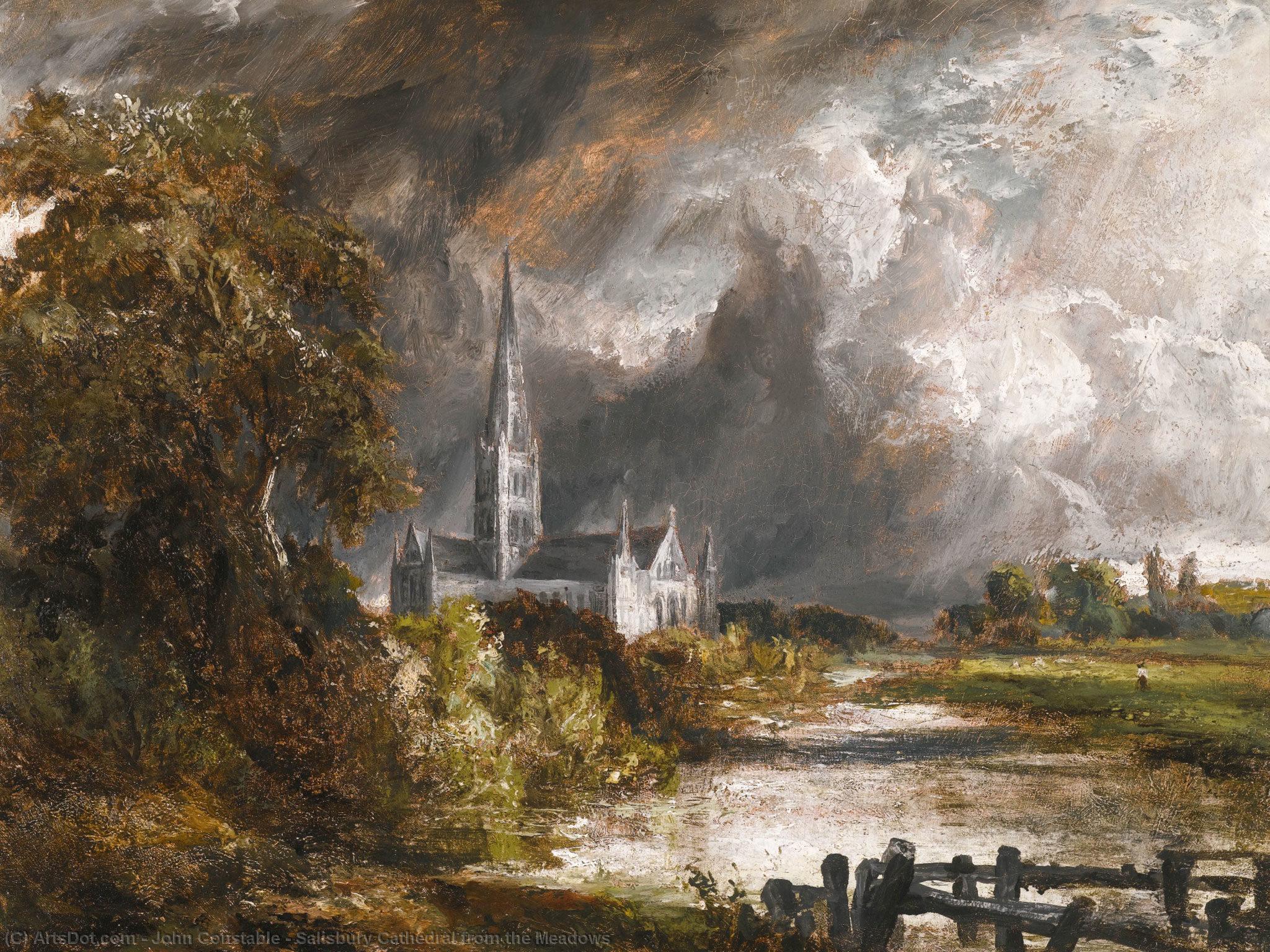 Wikioo.org - The Encyclopedia of Fine Arts - Painting, Artwork by John Constable - Salisbury Cathedral from the Meadows