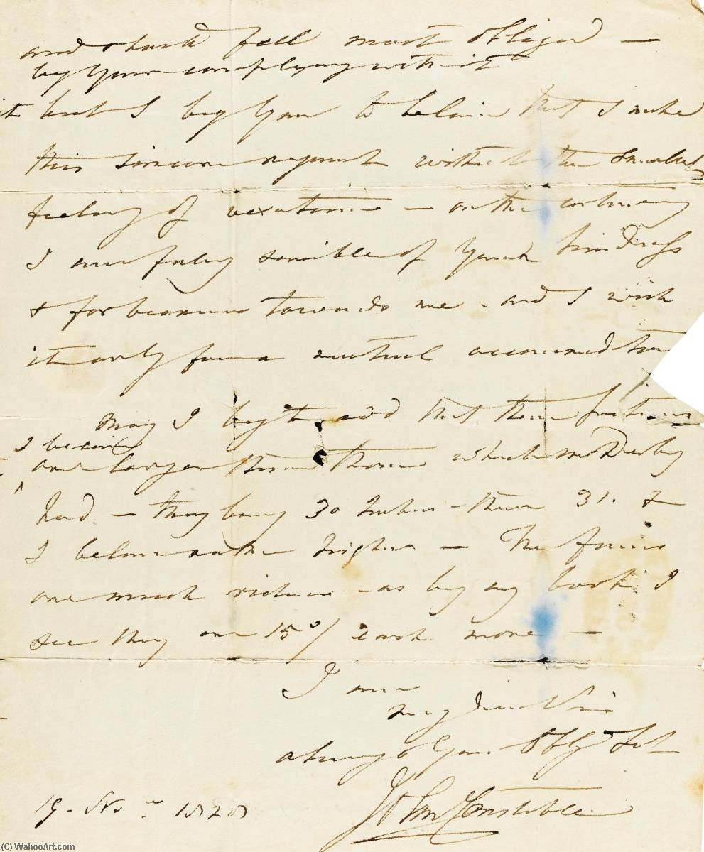 WikiOO.org - Енциклопедия за изящни изкуства - Живопис, Произведения на изкуството John Constable - Autograph letter signed ( John Constable ), to Henry Hebbert Esq