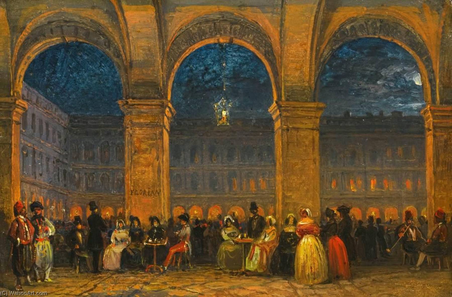 Wikioo.org - The Encyclopedia of Fine Arts - Painting, Artwork by Carlo Grubacs - The Caffe Florian on Piazza San Marco, Venice