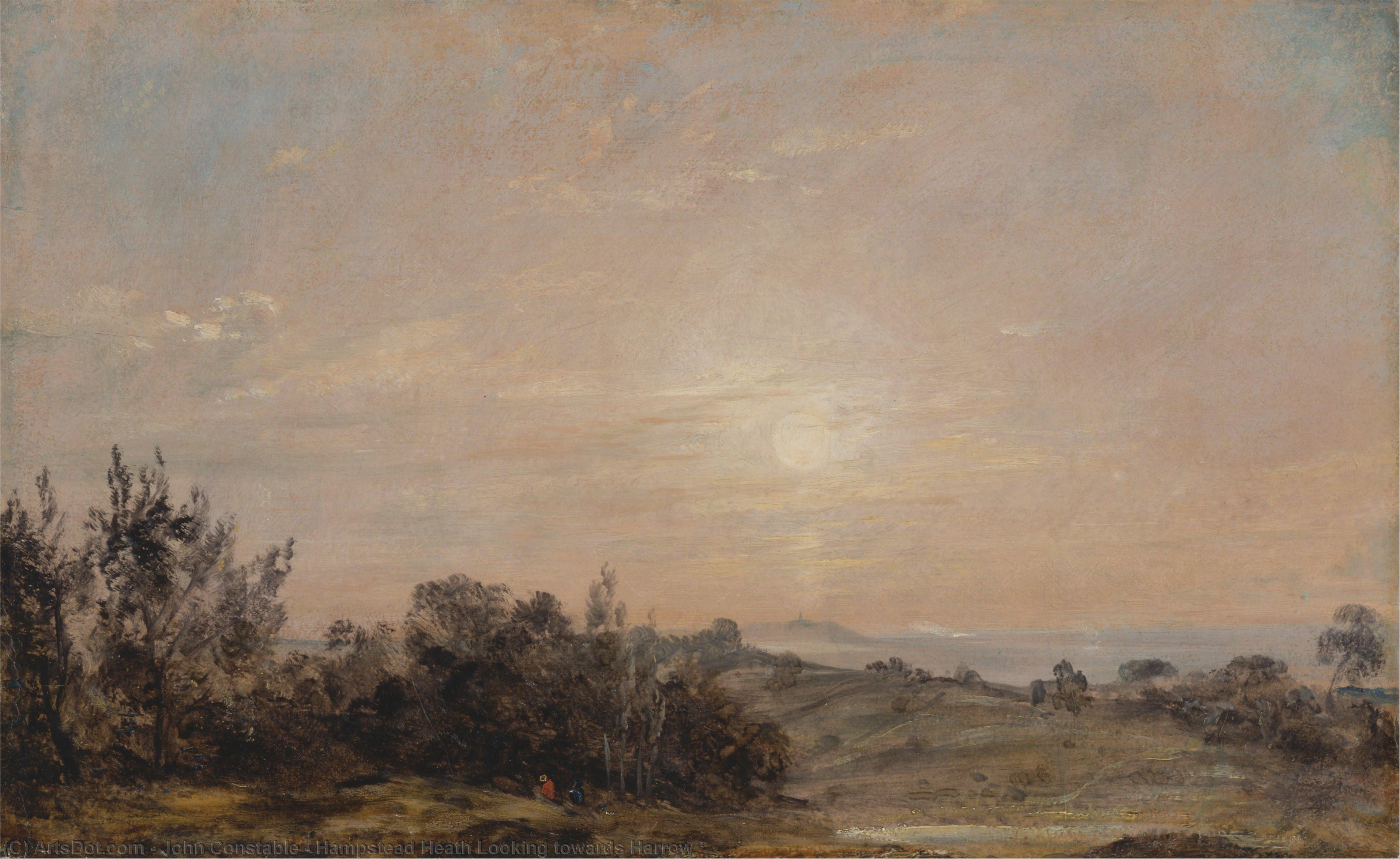 Wikioo.org - สารานุกรมวิจิตรศิลป์ - จิตรกรรม John Constable - Hampstead Heath Looking towards Harrow