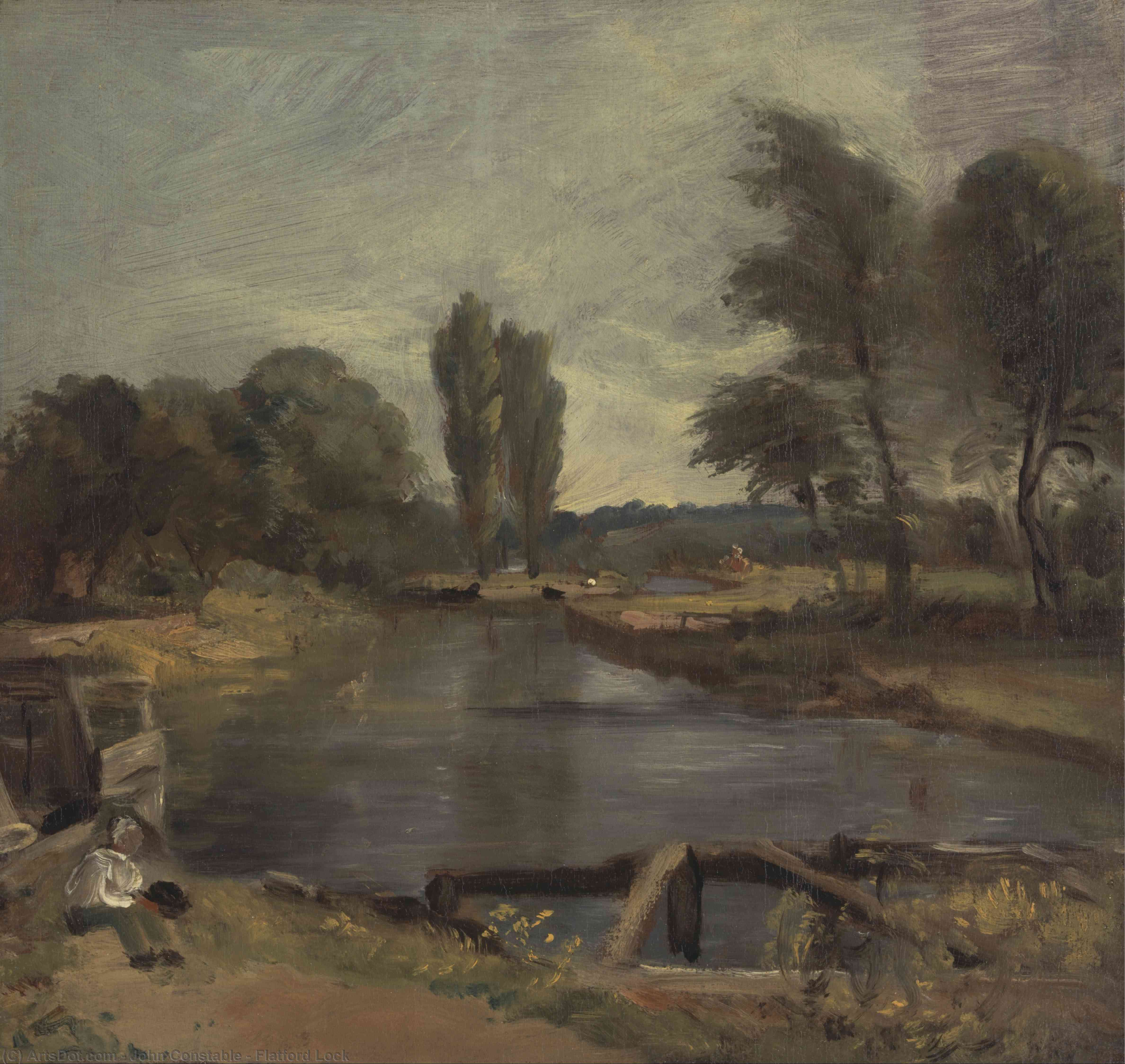 Wikioo.org - สารานุกรมวิจิตรศิลป์ - จิตรกรรม John Constable - Flatford Lock