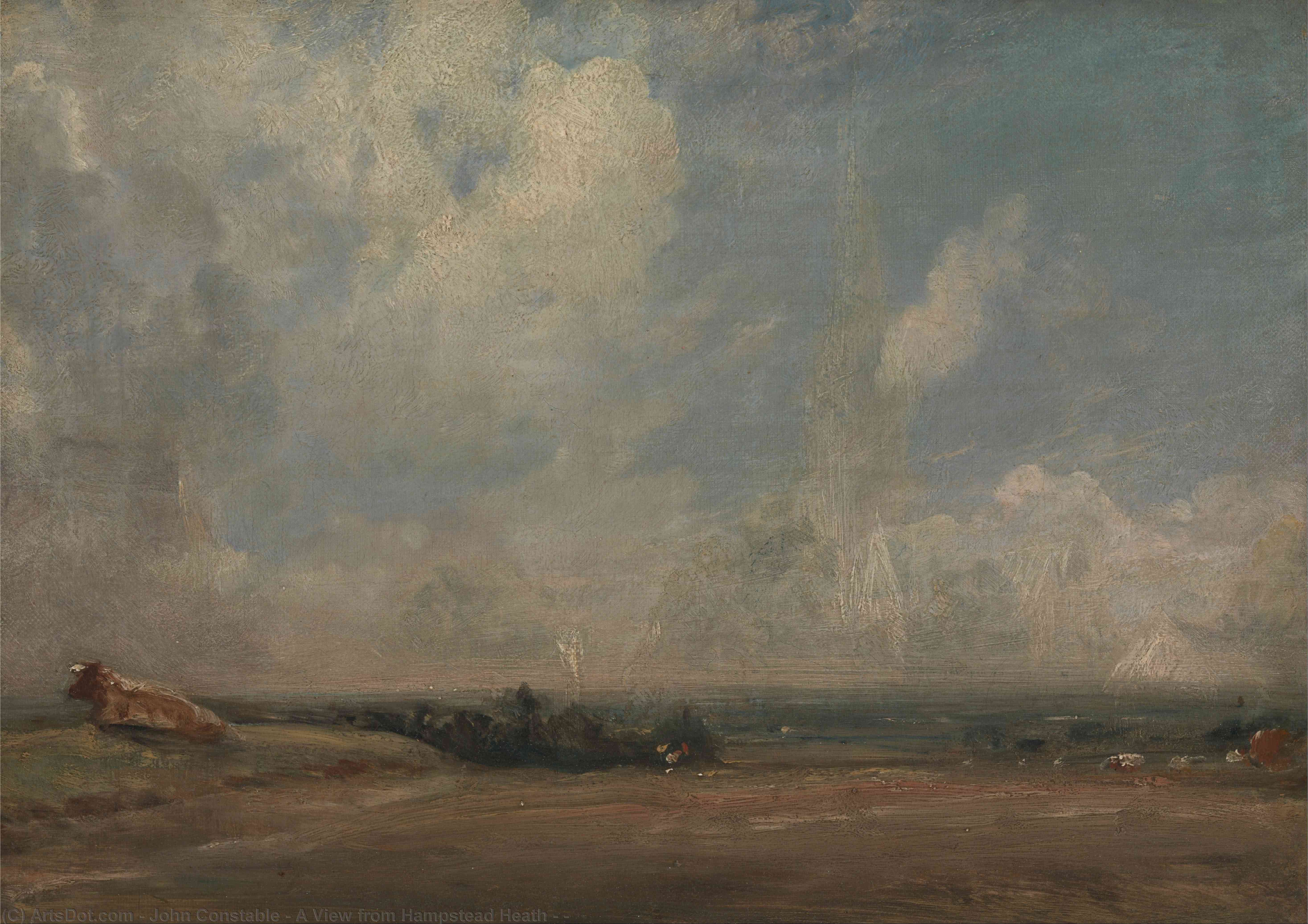 Wikioo.org – L'Enciclopedia delle Belle Arti - Pittura, Opere di John Constable - una veduta da hampstead Brughiera ( )