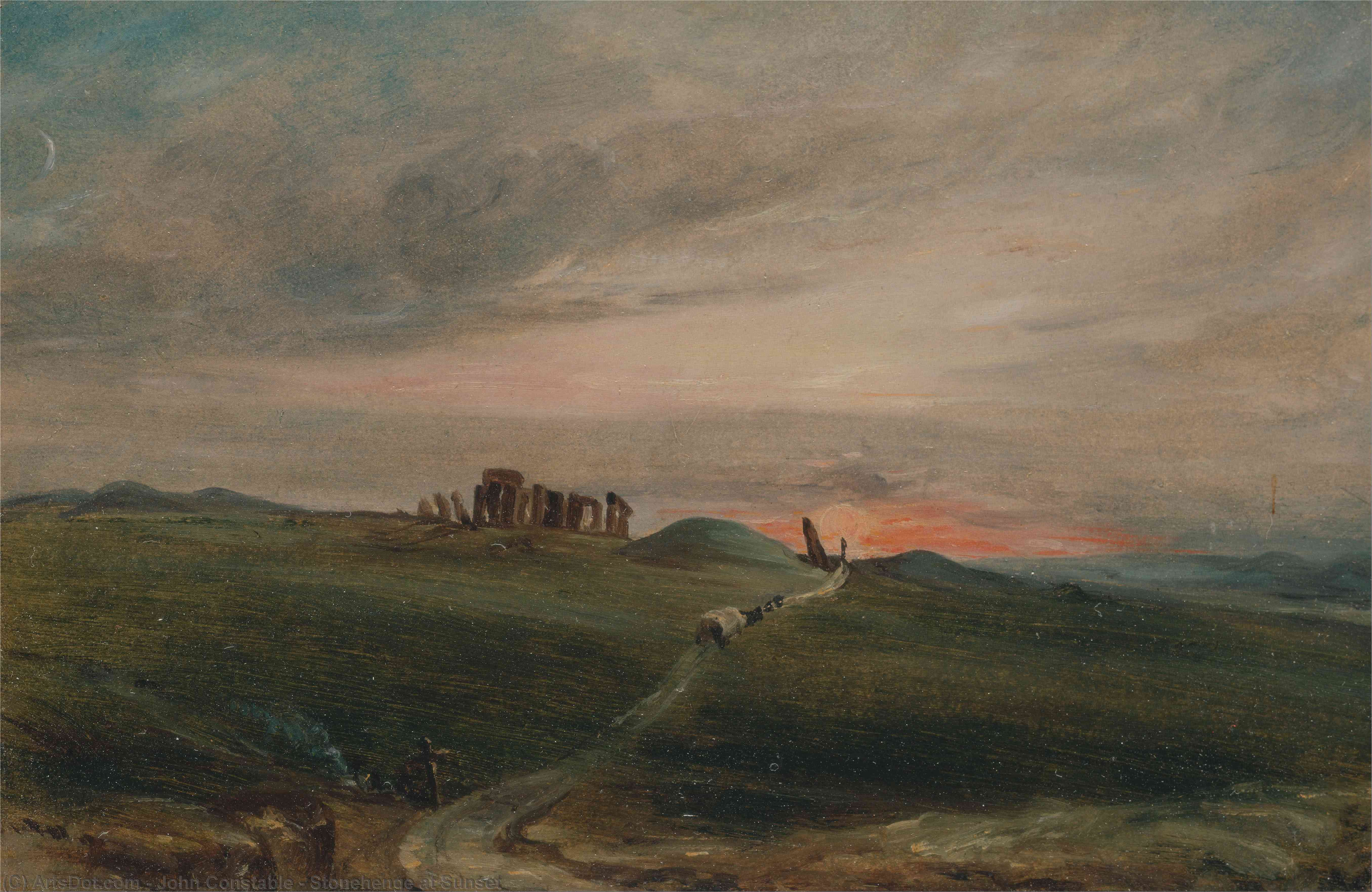 Wikioo.org - The Encyclopedia of Fine Arts - Painting, Artwork by John Constable - Stonehenge at Sunset