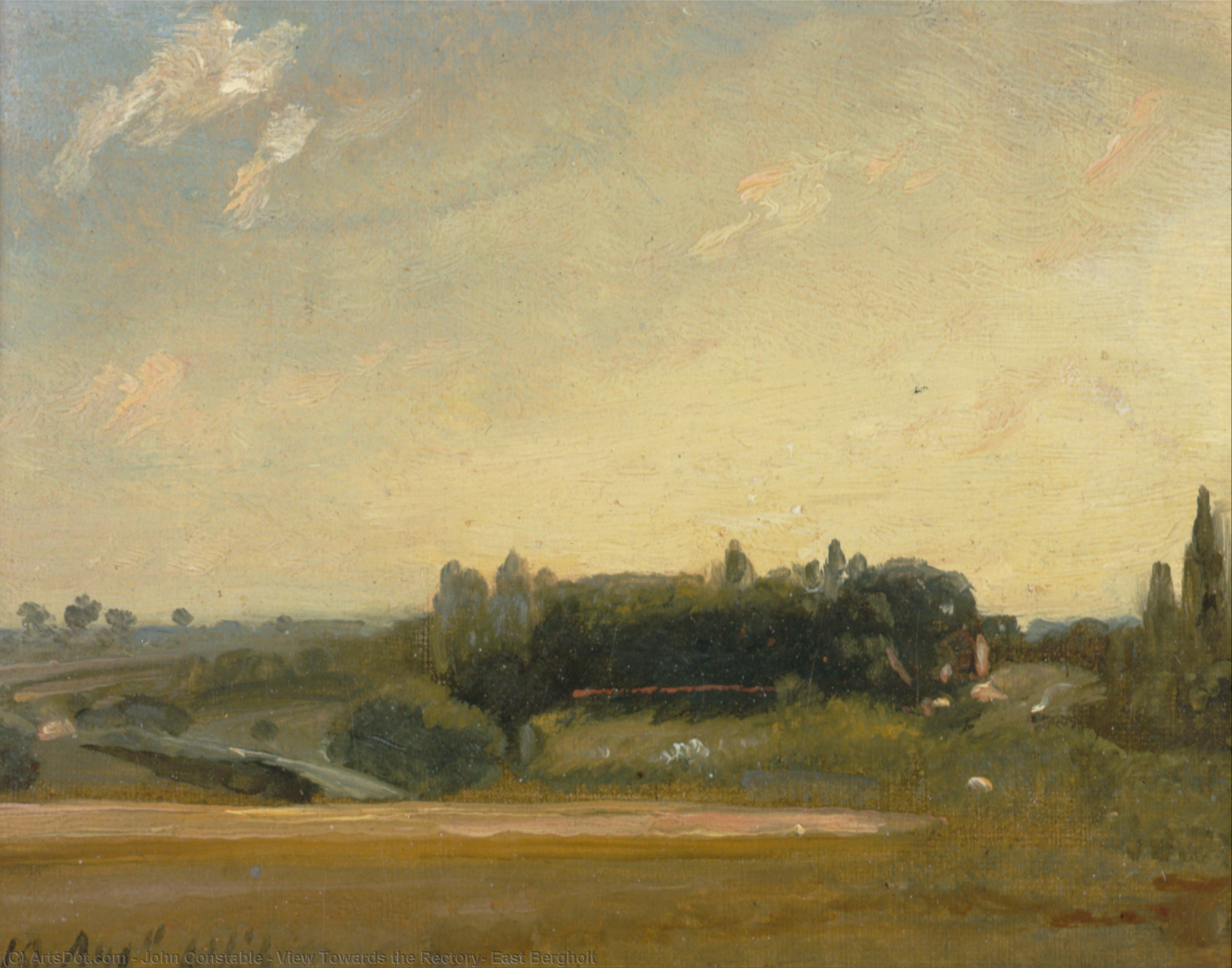 WikiOO.org - אנציקלופדיה לאמנויות יפות - ציור, יצירות אמנות John Constable - View Towards the Rectory, East Bergholt