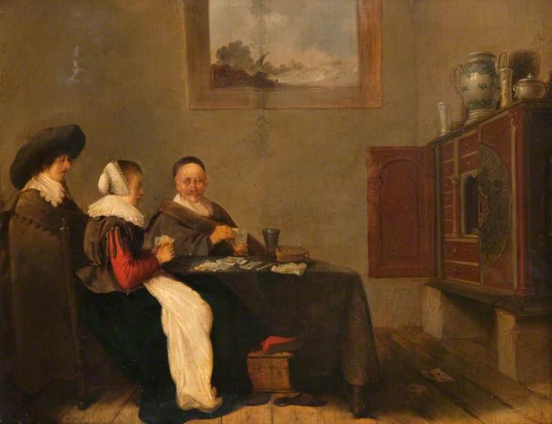 Wikioo.org - The Encyclopedia of Fine Arts - Painting, Artwork by Hendrik Martensz Sorgh - Interior with Card Players