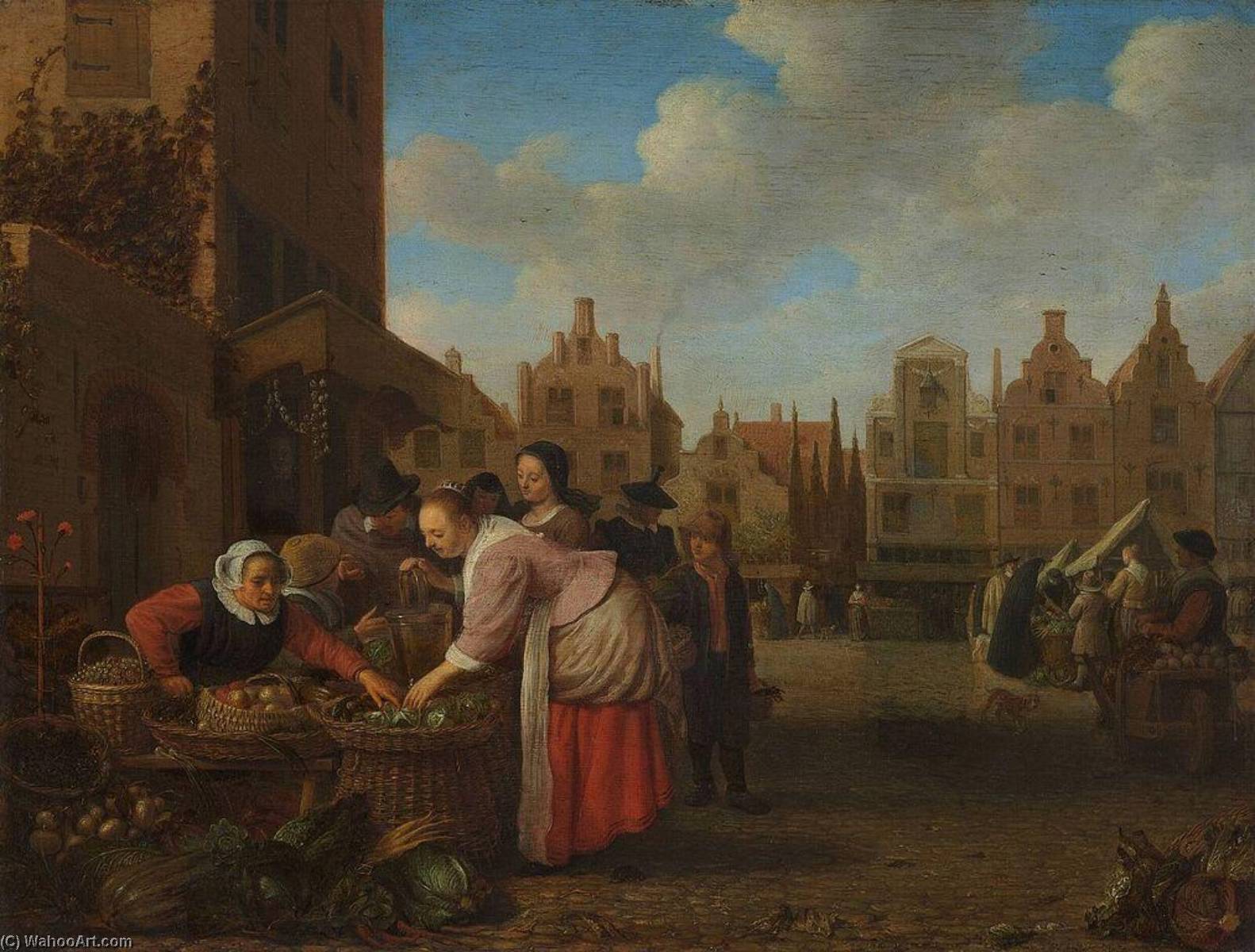 WikiOO.org – 美術百科全書 - 繪畫，作品 Hendrik Martensz Sorgh - 格罗特 Markt市场  在  鹿特丹