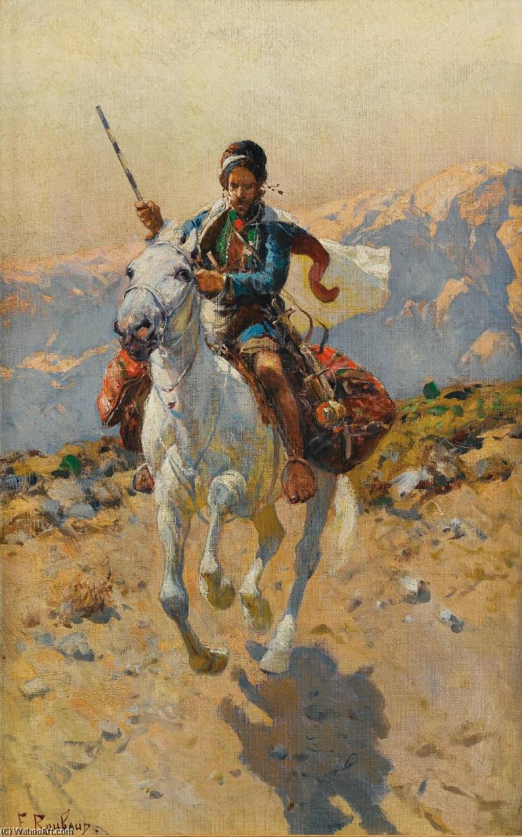Wikioo.org – L'Encyclopédie des Beaux Arts - Peinture, Oeuvre de Franz Alexeevich Roubaud - Caucasien Cavalier