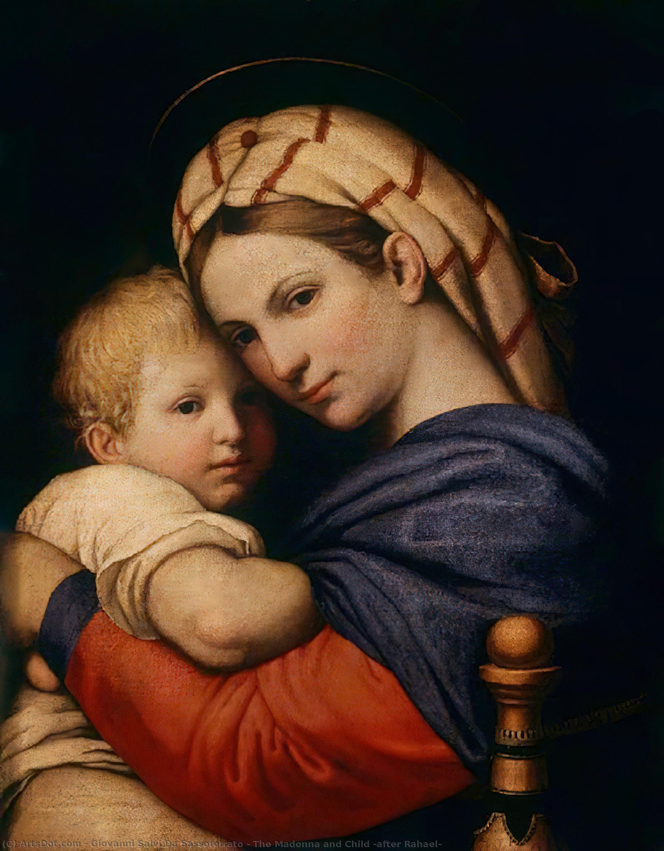Wikioo.org - The Encyclopedia of Fine Arts - Painting, Artwork by Giovanni Salvi Da Sassoferrato - The Madonna and Child (after Rahael)