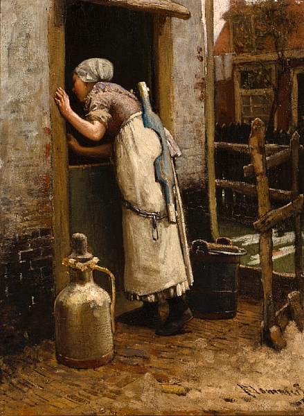Wikioo.org - The Encyclopedia of Fine Arts - Painting, Artwork by Bernardus Johannes (Bernard) Blommers - The Milkmaid