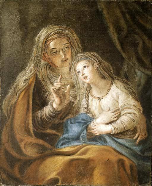 Wikioo.org - The Encyclopedia of Fine Arts - Painting, Artwork by Charles Antoine Coypel Iv - The Education of the Virgin (study)